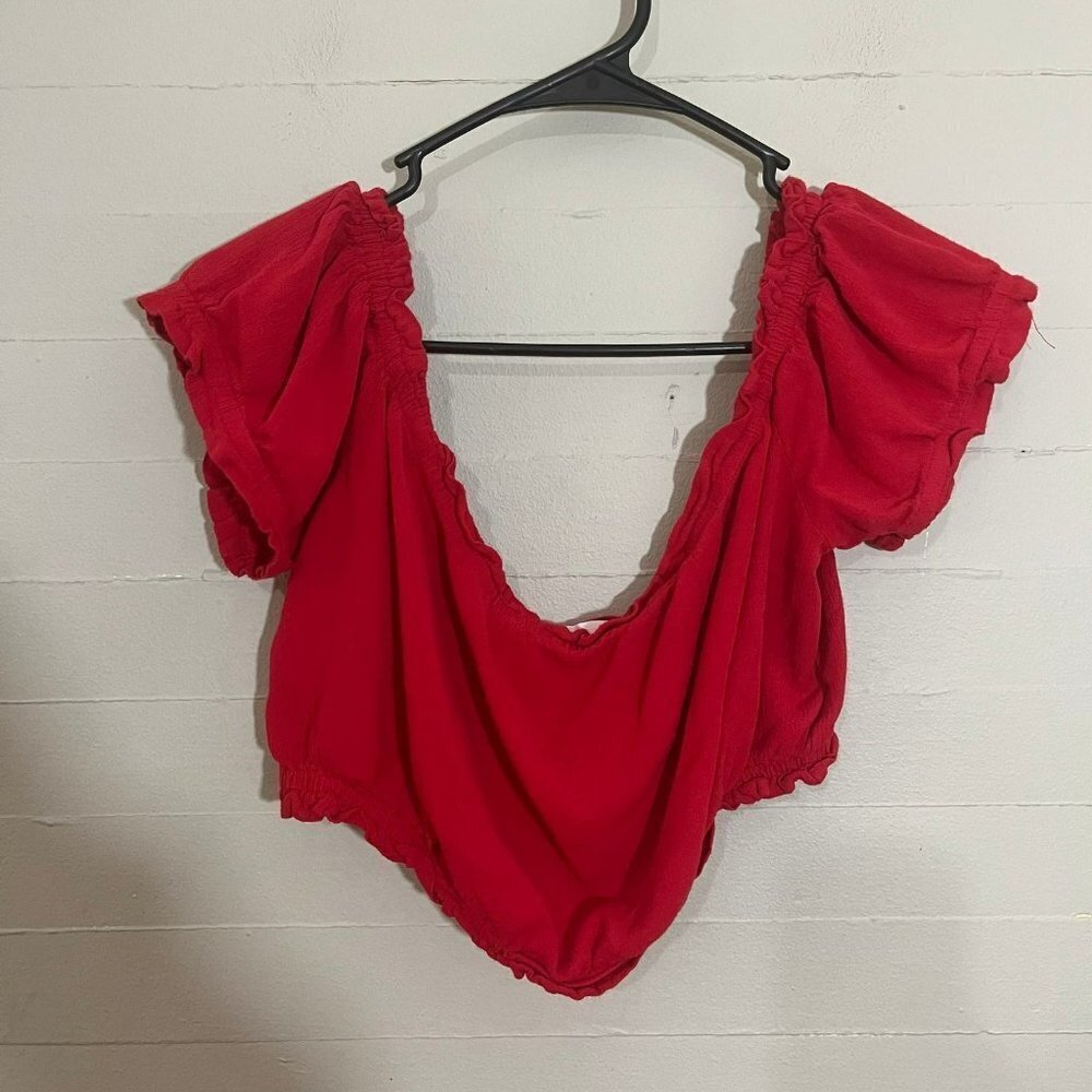 Showpo Red Off The Shoulder Crop Top SZ 10